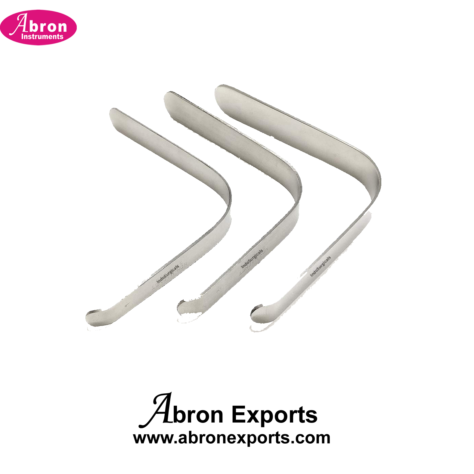 ENT Lacs Tongue Depressor Set of 3 Stainless Steel Hospital Nursing Pharmacy College Abron ABM-1520TDL3 